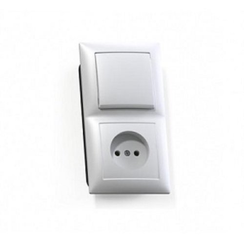 Блок Кунцево-Электро Селена 1-м розетка без зазем.+1-кл. выкл. (БКВР-408) белый  картинка